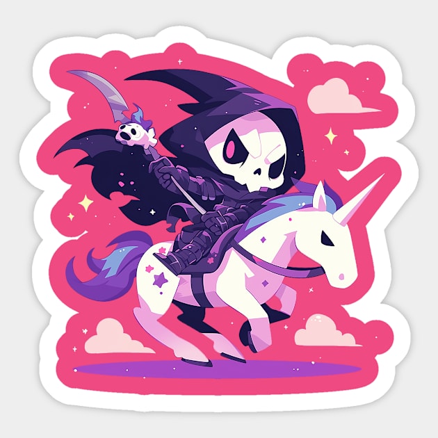 reaper on unicorn Sticker by Stephanie Francoeur Art